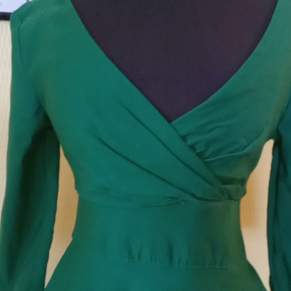 Pin up couture size small green llong sleeved swing dress with pockets - Picture 2 of 6